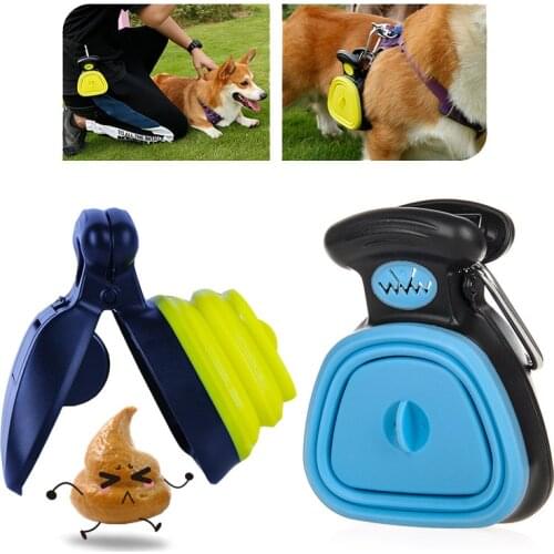 Dog Pooper Scooper Portable Sanitary Dog Waste Pick Up Pubby Waste Cleaner with Bag Dispenser Dog Leash Clip Cleaning Supplies