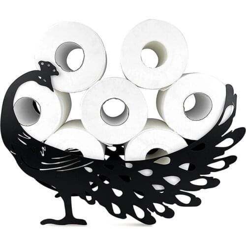 Toilet Paper Holder Stand Black Metal Bathroom Tissue Storage Wall Mounted Standing Shelf 8 Rolls Toilet Paper Shelves