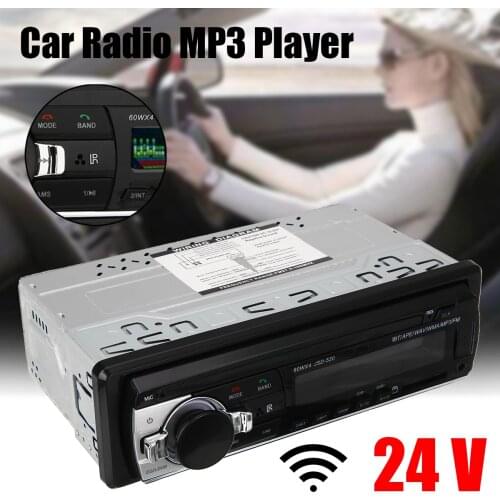 Portable 24V Digital bluetooth Car MP3 Player 60Wx4 FM Radio Stereo Audio USB/SD Support MP3/WMA Volume Control Clock
