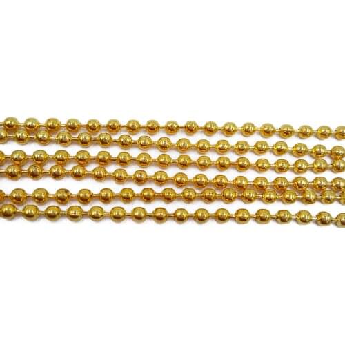 Gold Plated 100m 1.2mm 1.5mm 2mm 2.4mm 3.2mm Ball Bead Chains Link Chain Findings Ball Chains for Jewelry Making BCF-05