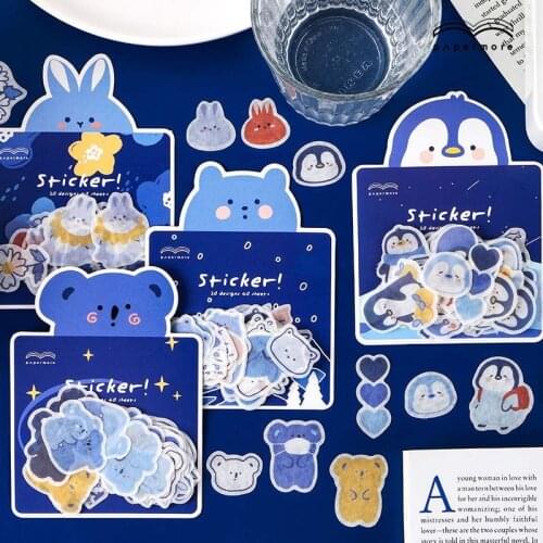 Penguin Rabbit Scrapbooking Stickers Self-adhensive Diy Decorative Cartoon Animals Decals Sticker For Scrapbooking Card Making