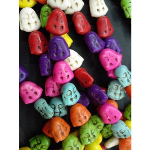 Charm Buddha Head Multicolor Stone howlite Stone Loose Beads 15x20mm 40cm/16inch