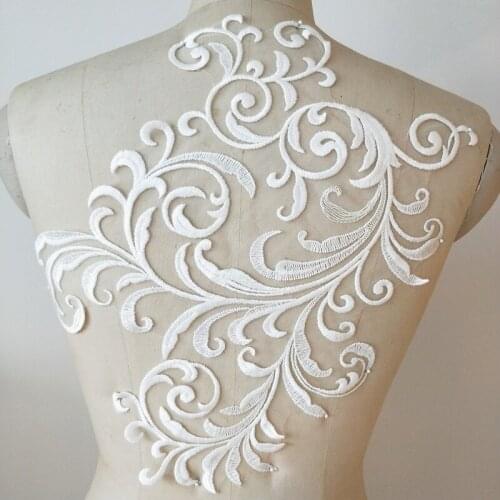 Super white cotton embroidery lace flower accessories high-grade wedding dress decoration back skirt lace