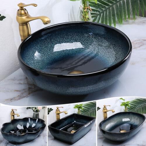 Taiwan basin splash-proof ceramic wash basin single basin balcony basin creative art basin household small size washbasin