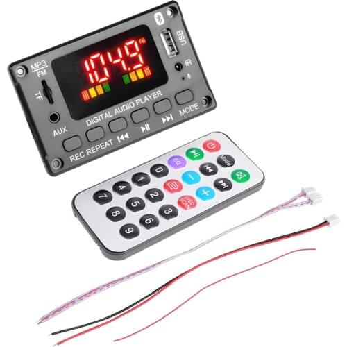 7V-26V2*40W Amplifier MP3 Decoder Board Color Screen Bluetooth V5.0 Car MP3 Player USB Recording Module FM AUX Radio For Speaker