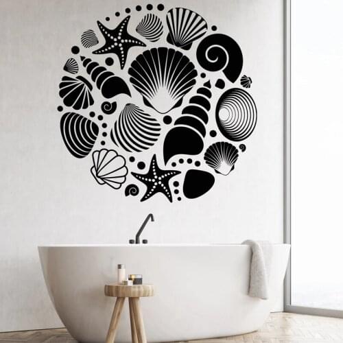 Seashells Wall Sticker Ocean Style Bathroom Vinyl Decal Waterproof Home Decor Shell Starfish Stickers Sea Animal Decals
