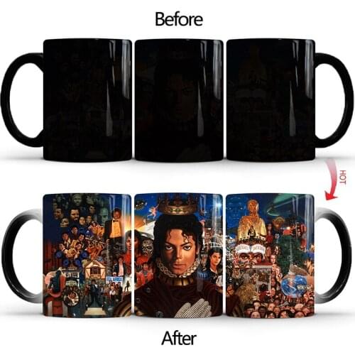 1Pcs New 350ml Creative Michael Jackson Color Changing Mug Ceramic Coffee Milk Tea Cup Gifts for Children Friends and Lovers
