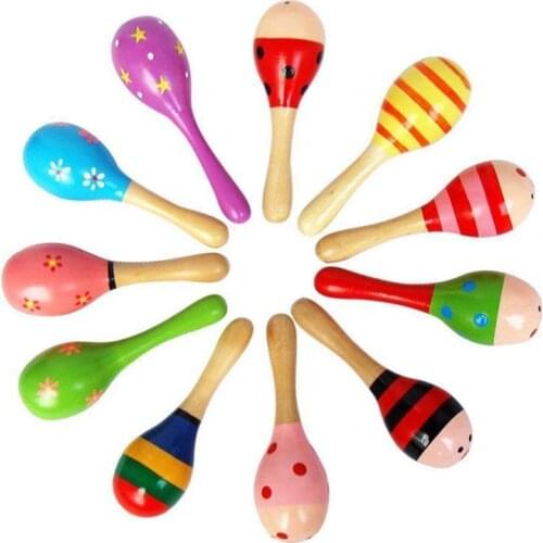 10 PCS Wooden Wood Maraca Rattles Shaker Percussion Kids Musical Toy Favour, Maracas 10, 36 months up