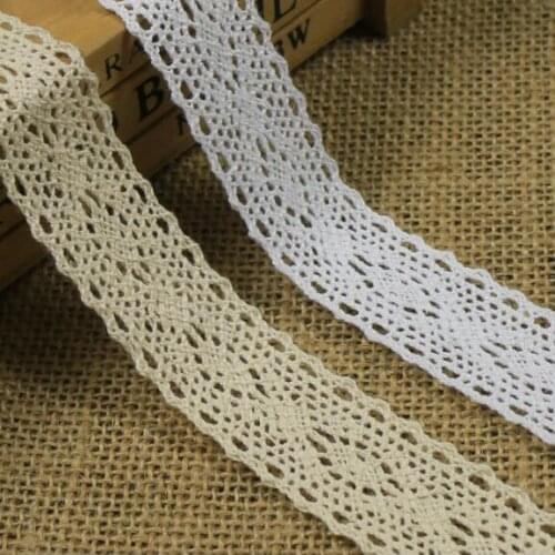 10Yards 26mm Crocheted Cotton Beige Lace Trims Hometexile Embellishment Garment Apparel Accessories