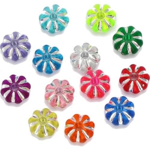 100pcs 4*6mm Mixed Color Pumpkin Acrylic Beads Round Flat Loose Spacer Beads For Jewelry Making Diy Handmade Bracelet Necklace