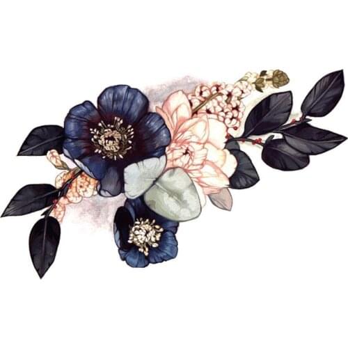 2pcs camellia Flower Temporary Tattoos For Women Arm Legs Tattoos Sticker Fake Black Waterproof Tattoos