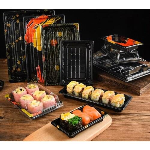 20pcs Disposable Sushi Packing Box Fruit Cake Carry Out Container Rectangle Take Out Boxes Food Storage Container