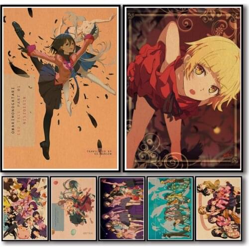 27 Designs Anime Monogatari Kraftpaper Poster Home Decal Art Painting Funny Wall Sticker for Coffee House Bar 2