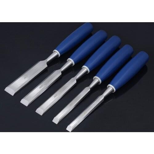 5pcs 3/8"-1" Woodwork Chisel Set Carpenter Tool Flat Woodworking Chisels CR-V Professional Carving Knife Carving Wood Tools
