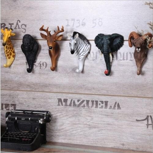American retro cafe bar shop wall stereo animal wall hanging deer head creative decoration hooks