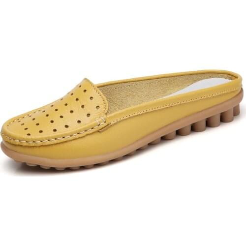 BG Summer shoes flats 2021 flat with mother shoes woman soft genuine leather ladies shoes loafers Comfortable women plus size