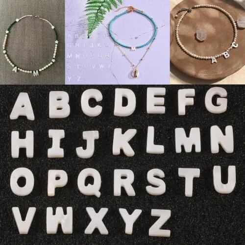 2pcs Freshwater Shell Alphabet Bead 26 English Letters White Mother of Pearl For Jewelry Making DIY Bracelet Pendant Accessories