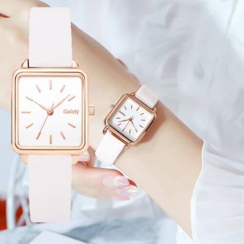 Fashion Women Watches 2021 White Leather Minimalist Rectangle Ladies Quartz Dress Wristwatch Women Relogio Feminino Montre Femme