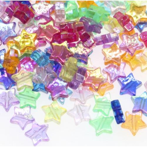 CHOMHAI 100pcs Acrylic Spacer Beads Pentagram Star AB Color Transparent Beads For DIY Jewelry Making 11mm