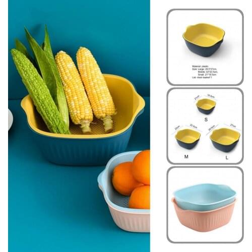 Long Lasting Convenient Wear-resistant Plastic Colander Strainer Plastic Colander Strainer Double-layer for Gifts