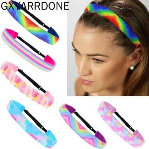2020 Tie-dye Elastic Sport Headbands For Women Non-slip Velvet Fabric Adjustable Size Young Girls Stop Sweating Headbands