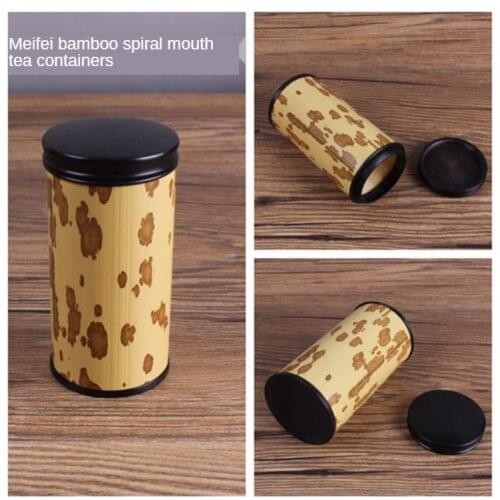 Tea canister tea canister portable sealed bamboo canister travel packing tea box Plum plum canister with spiral mouth