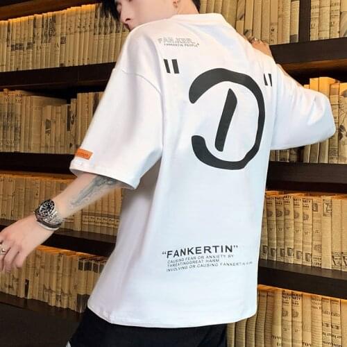 Mens Short Sleeve T Shirt Cotton Loose Round Neck Half Sleeve Printing Summer Mens Large Size Tees Fashion Brand Clothes