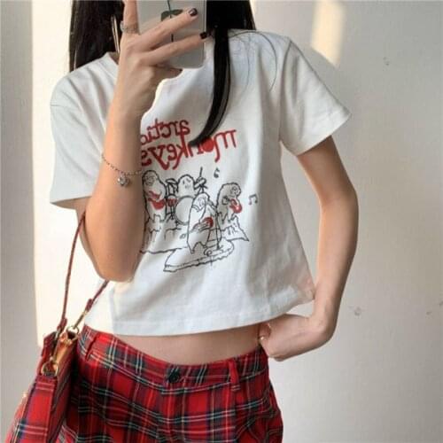 Футболки Casual korean style hip hop female Sheep print brandy album aesthetic t shirt women fashion new harajuku tshirt