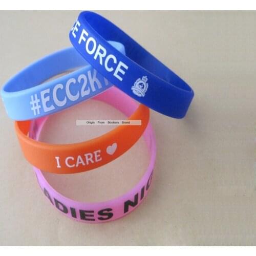 Hot Sale custom Promotion rubber wristband Any Color Can Made Logo Silk Screen Print Cheap Bracelet