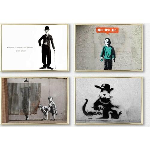 Banksy Graffiti Canvas Art Prints Paintings Wall Art Poster Pop Decoration Pictures Cuadros Decoracion Salon Friendship Posters