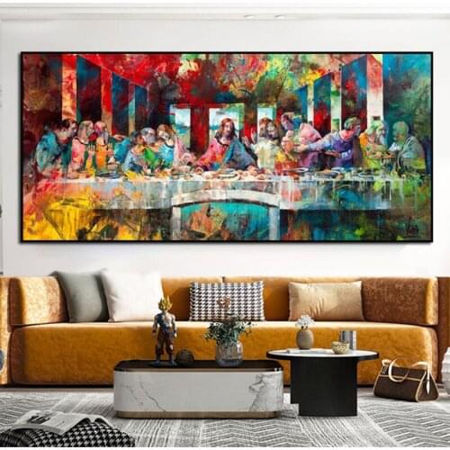 Abstract Canvas Prints Jesus Christ Wall Art Picture Oil Painting The Last Supper Pop Art Modern Home Decor Poster For Interior