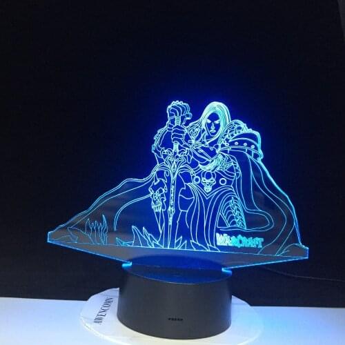 Game World of Warcraft 3D LED Lamp Lich King Arthas Menethil Guldan Figure Child Birthday Gift Kids Room Decor