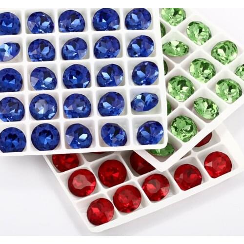 K9 Crystal Glasses Rhinestones Pointback DIY Decoration Stones For Clothes Bags Gemstone Flower Shape Blue Stones Strass