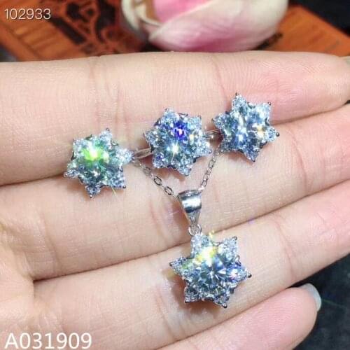 KJJEAXCMY boutique jewelry 925 sterling silver inlaid Mosang Diamond Pendant Ring Earring Suit Support detection trendy