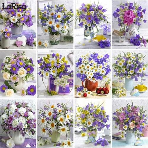 Combine Cross Stitch Purple Morning Glory Small Daisy Mosaic Picture 5D DIY Diamond Painting Flower Diamond Wall Art Decoration