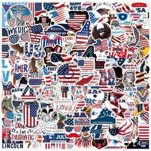3Set=300PCS New American Independence Day Graffiti Sticker Helmet Notebook Scooter Water Cup Waterproof Sticker
