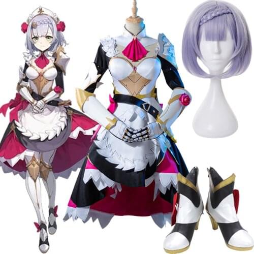 Game Genshin Impact Noelle Cosplay Costume Game Noelle Cosplay Wig Hair Halloween Genshin Impact Noelle Women Girl Outfits Dress