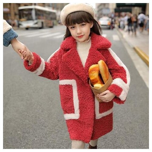 2020 Spring Autumn Baby Girls Faux Lambs Wool Coats Kids Warm Jackets Children Long Outerwear Girls Loose Casual Overcoat W442