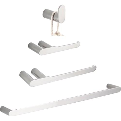 Leyden Brushed 4pcs Bathroom Accessories Set 304 Stainless Steel Towel Ring Clothes Towel Hook Toilet Paper Holder Wall Mounted