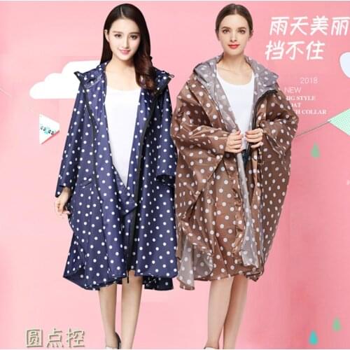 Fashion Polka Dot Raincoat Cloak Female Hiking Backpack Plus Size Cycling Poncho Adult Men And Women Riding Waterproof Light Tid