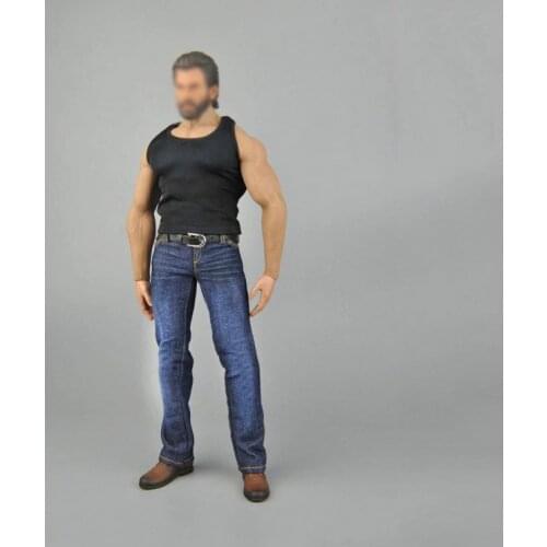 1/6 Scale CEN-M08 Strong Male Short Vest Sleeve T-Shirt Clothes Men Jeans Shoes Clothing Set for 12" Action Figure Male Body
