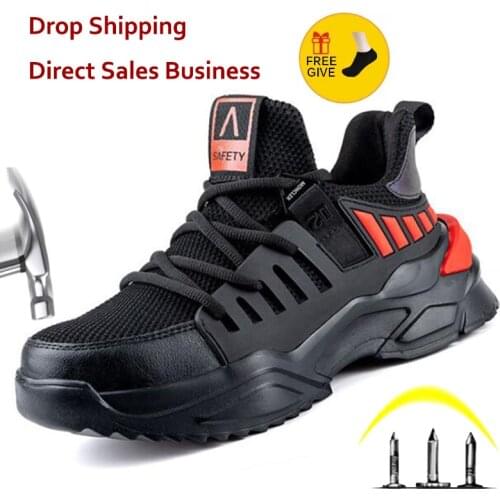 XPUHGM Brand Men Light Sneaker Indestructible Steel Toe Soft Anti-piercing Work Boots Breathable Mesh Safety Shoes Plus Size