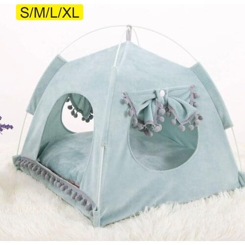 Pet Bed For Cats Dogs Soft Nest Kennel Bed Cave House Sleeping Bag Mat Pad Tent Pets Winter Warm Cozy Beds 2 Colors Optional