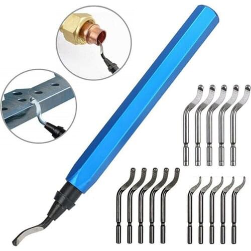 15pcs/lot Rotary Router Bits Deburr Blades Remover Hand Deburring Tool Handle Burr Metal Repair Deburring Tool Kit