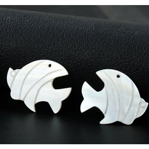 Natural Freshwater Shell White Mop Clownfish Loose Bead Pendant DIY Wedding Earrings Necklace Hairpin Decoration Accessories