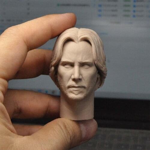 Unpainted 1/6 Scale Keanu Head Sculpt Model For 12'' Action Figure Dolls Painting Exercise No.345