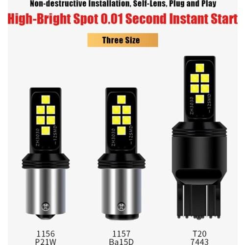 2pcs Wholesale Car Led Siganal Brake Light Reverse Lamp 7443 1157 T20 Tail Bulb Universal BA15S (1156) Car Led Small Light