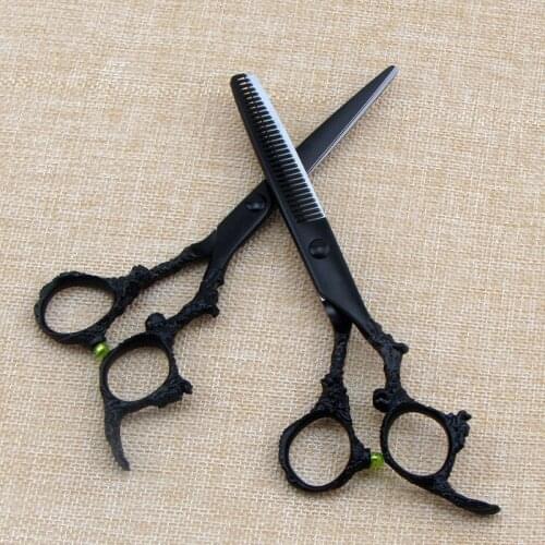 6'' black dragon hair scissors japanese haircut shears razor hairdressing scissors barber hair clipper kids for barber scissors