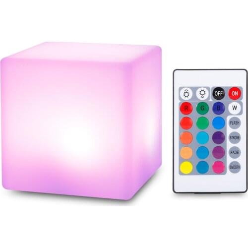 Rechargeable LED Cube Shape Night Light With Remote Control For Bedroom 7 Colors Changing USB Night Light Built-In Battery