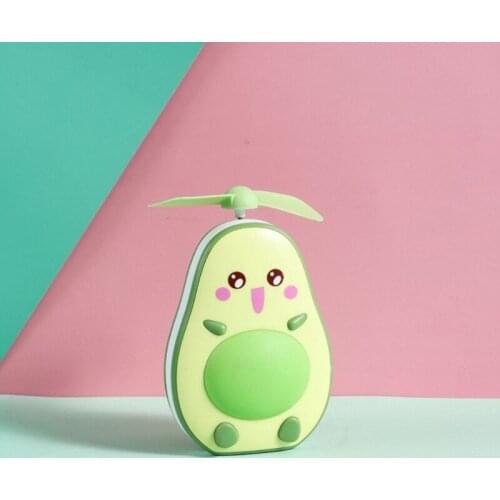 Portable Avocado Shape Handheld Mini Air Cooler Fan with Fill Light Mirror USB M7DF